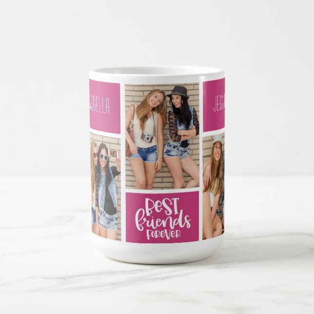 Caneca De Café Melhor Colagem de Fotos de Tendência Rosa para Sem (Centro)