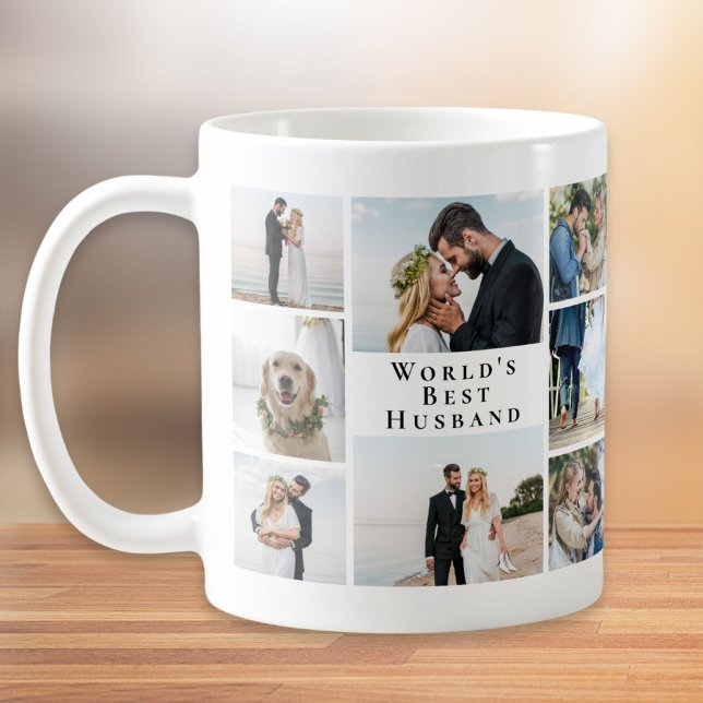 Caneca De Café Melhor Colagem de Fotos do Marido do Mundo (Criador carregado)