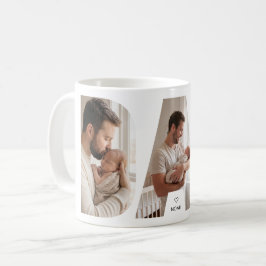 Caneca De Café Melhor Colagem de Fotos do Papai Branco Moderno de