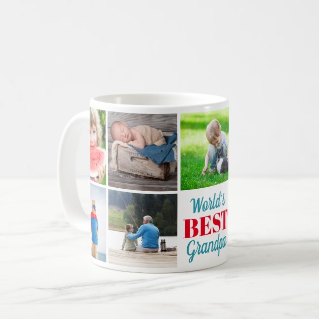 Caneca De Café Melhor Colagem de Fotos dos Netos 9 do Mundo (Frente Esquerda)