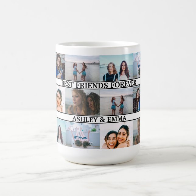 Caneca De Café Melhor Colagem de Fotos para Nomes Personalizados  (Centro)