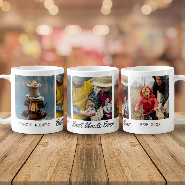 Caneca De Café Melhor Colagem de Fotos Personalizada do Tio Nunca (Criador carregado)