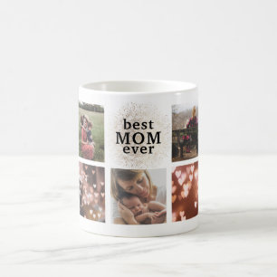 Caneca De Café Melhor combinação de fotos Douradas e personaliz
