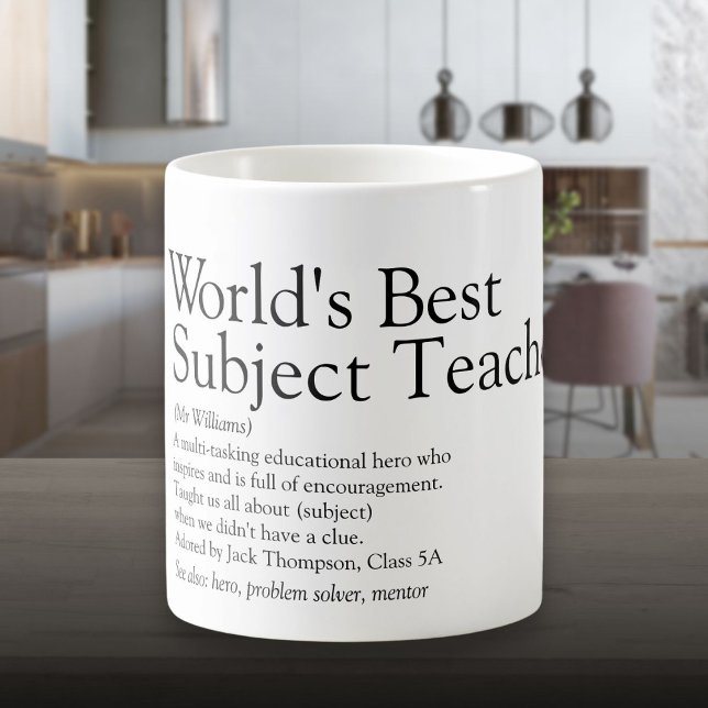 Caneca De Café Melhor definição de professor do mundo personaliza (Personalized World's Best Teacher Definition Coffee Mug)