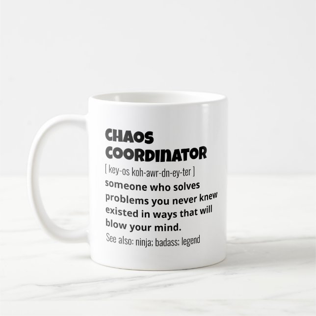 Caneca De Café Melhor Definição do Coordenador de Caos Engraçado (Esquerda)
