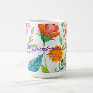 Caneca De Café Melhor Dia das Mães Grand-mère Floral Brilhante