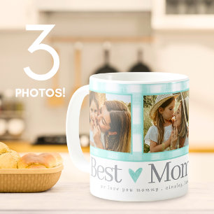 Caneca De Café Melhor Dia de as mães de Foto de Gingham Hearts Ev