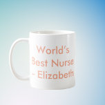 Caneca De Café Melhor Enfermeira do Mundo - Nome Personalizado<br><div class="desc">Celebrar uma enfermeira incrível com esta caneca de café "A Melhor Enfermeira do Mundo", completa com um nome personalizado para um toque pessoal. Seja para o Dia da Enfermeira, a graduação, ou apenas para dizer obrigados, esta caneca traz um sorriso com cada gole. O design de texto simples e limpo...</div>