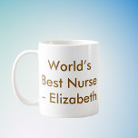 Caneca De Café Melhor Enfermeira do Mundo - Nome Personalizado<br><div class="desc">Celebrar uma enfermeira incrível com esta caneca de café "A Melhor Enfermeira do Mundo", completa com um nome personalizado para um toque pessoal. Seja para o Dia da Enfermeira, a graduação, ou apenas para dizer obrigados, esta caneca traz um sorriso com cada gole. O design de texto simples e limpo...</div>