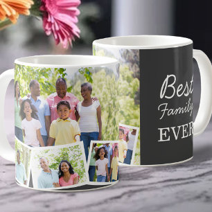 Caneca De Café Melhor Família de Sempre 4 Colagem de Fotos Cinza