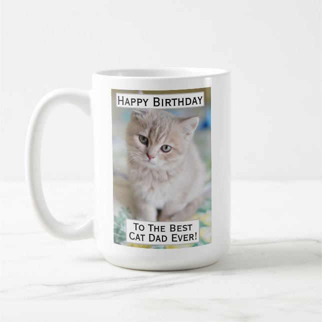 Caneca De Café Melhor Foto De Pai De Gato De Aniversário (Esquerda)
