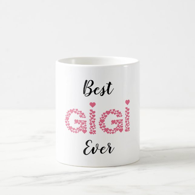 Caneca De Café Melhor Gigi de Corações Rosa Personalizado (Centro)