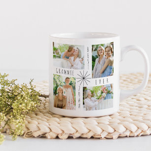 Caneca De Café Melhor Grammie de 4 ou 8 Colagem de Fotos, White M