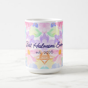 Caneca De Café Melhor Halmoni Dia das Mães Aquarela Floral 