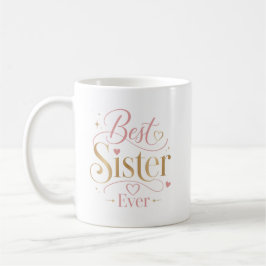 Caneca De Café Melhor Irmã de Todos os Tempos Tipografia Rosa Dou