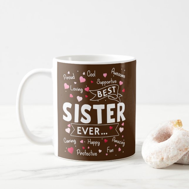 Caneca De Café Melhor Irmã, Engraçada, Primeira Vez, Mães Irmãs (Com Donut)