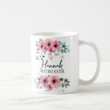 Melhor Irmã Floral Rosa Elegante Personalizada
