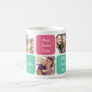 Caneca De Café Melhor Irmã Já Personalizada Fotos Rosa Verde