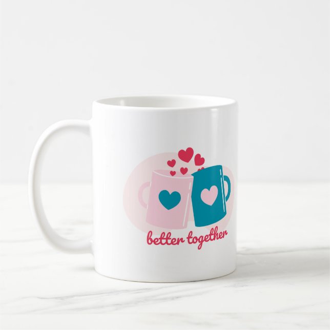 Caneca De Café Melhor juntos, azul e rosa, simples (Esquerda)