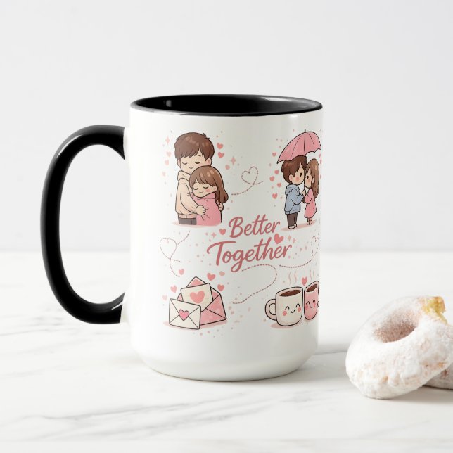 Caneca de Café Melhor Juntos – Presente Romântico  (Com Donut)