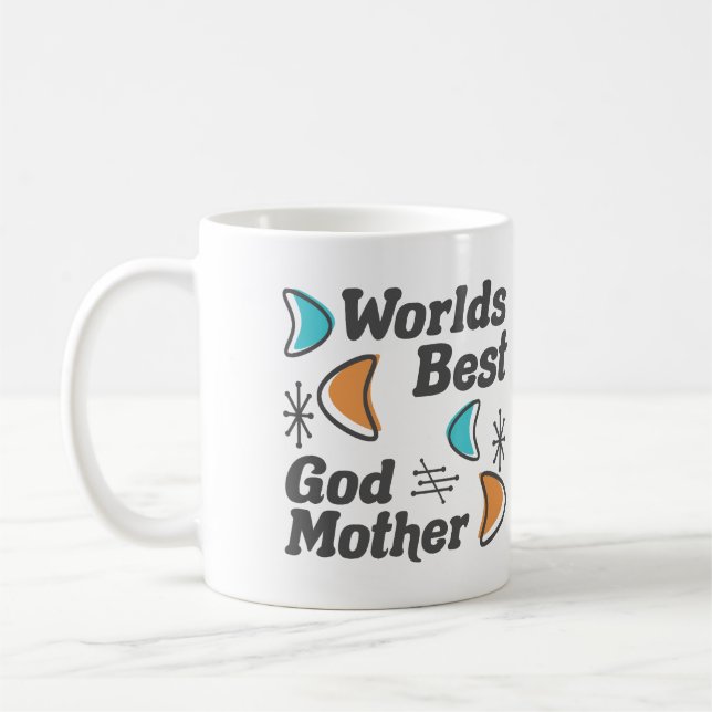 Caneca De Café Melhor madrinha Retro (Esquerda)