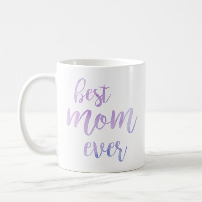 Caneca De Café Melhor Mãe Alguma Vez Aquarela Pincel Roxo (Esquerda)