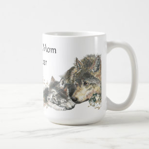 Caneca De Café Melhor Mãe Alguma Vez Aquarela Wolf & Cubs Tema An