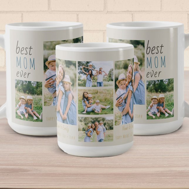 Caneca De Café Melhor Mãe Alguma Vez Colagem de Fotos Personaliza (Criador carregado)