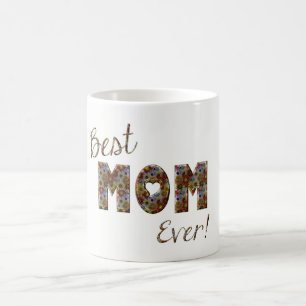 Caneca De Café Melhor Mãe Alguma Vez Elegante Tipografia Floral