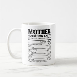 Caneca De Café Melhor Mãe Alguma Vez Floral com Fatos Nutricionai