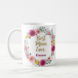 Caneca De Café Melhor Mãe Alguma Vez Floral Mug - Nome Personaliz