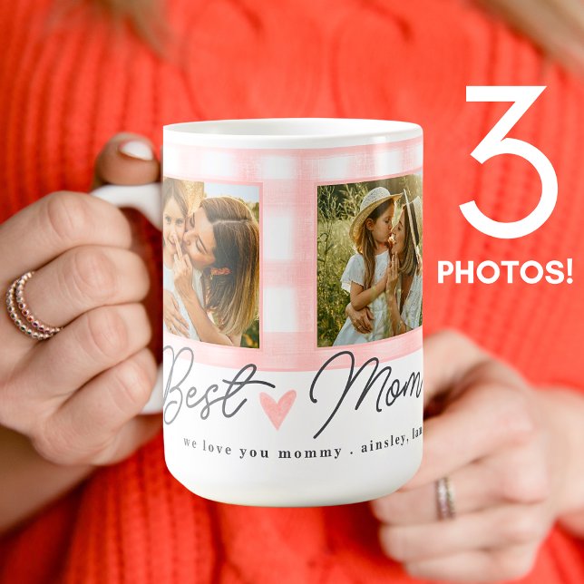 Caneca De Café Melhor Mãe Alguma Vez Fotografa Mães Gingham - Esc (Criador carregado)