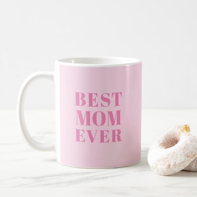 Caneca De Café Melhor Mãe Alguma Vez rosa claro de moda moderna (Com Donut)