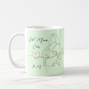 Caneca De Café Melhor Mãe Alguma Vez Trendy One Line Pregnancy He