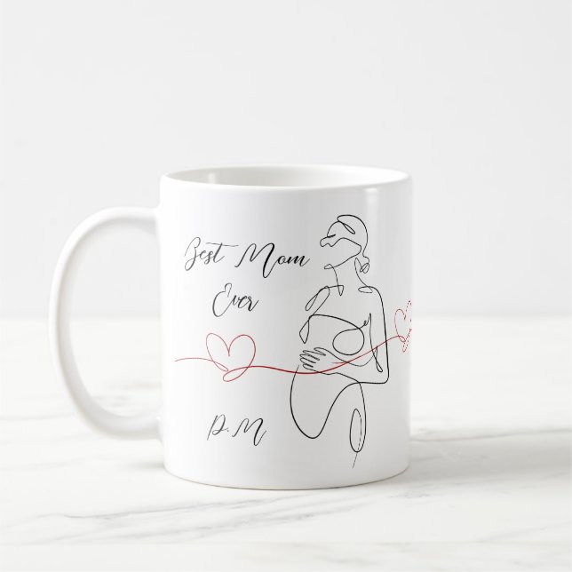 Caneca De Café Melhor Mãe Alguma Vez Trendy One Line Pregnancy He (Esquerda)