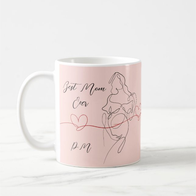 Caneca De Café Melhor Mãe Alguma Vez Trendy One Line Pregnancy He (Esquerda)
