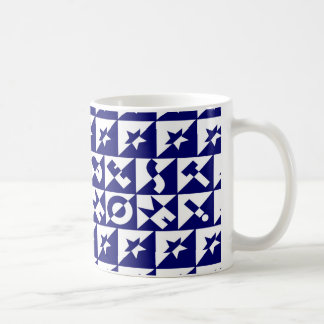 Caneca De Café Melhor Mãe Azul com Padrão Branco e Stars Mug