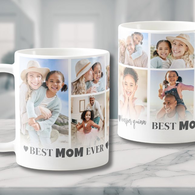 Caneca De Café Melhor Mãe Colagem Fotográfica Mãe Mãe (Best Mom Ever 8 Photo Collage Mothers Day Coffee Mug)