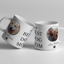 Caneca De Café Melhor mãe de cachorro 2 foto nome do animal de es