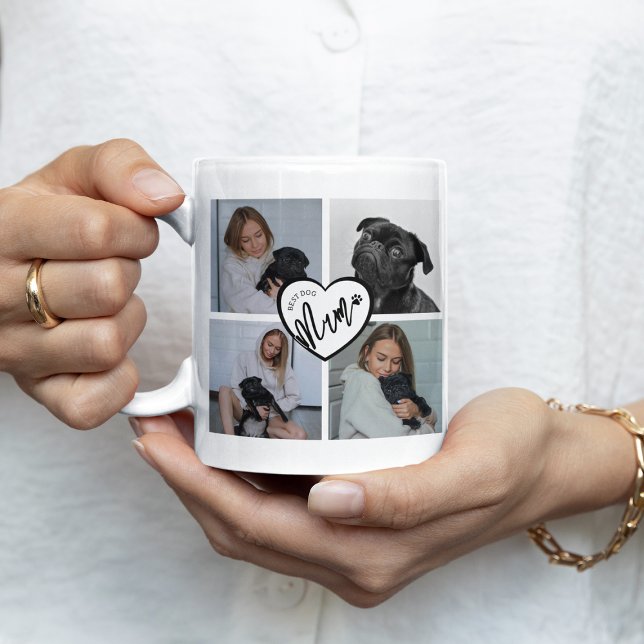 Caneca De Café Melhor Mãe de Cachorro | Colagem de Fotos (Criador carregado)