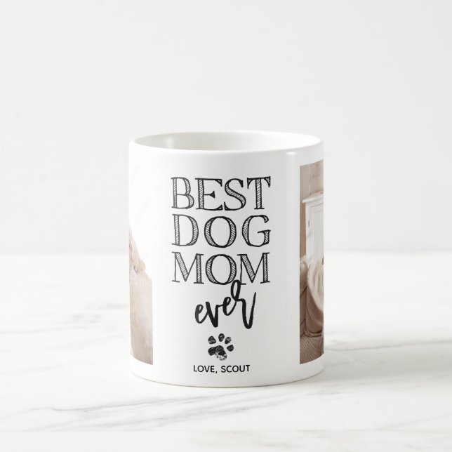 Caneca De Café Melhor Mãe de Cachorro com Foto Personalizada Mode (Centro)