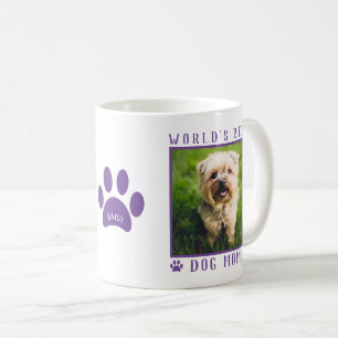 Caneca De Café Melhor Mãe de Cachorro do Mundo Roxo Patas Nome Fo