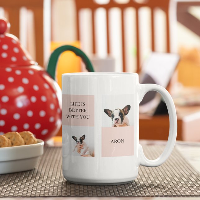 Caneca De Café Melhor Mãe de Cachorro | Foto de Colagem | Rosa Pa (Criador carregado)