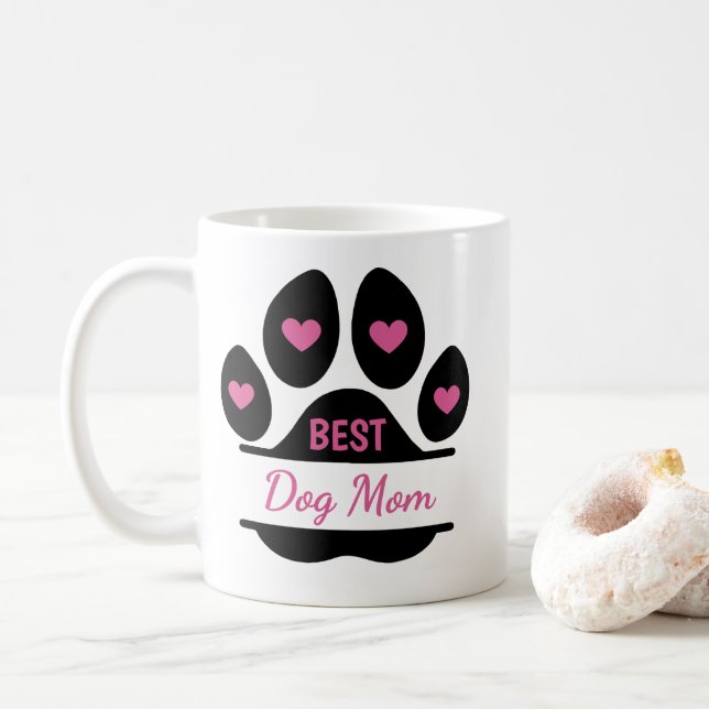 Caneca De Café Melhor Mãe de Cachorro Impressão de Pata (Com Donut)