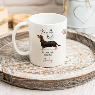 Caneca De Café Melhor Mãe de Dachshund Foto e Ilustração Fofa