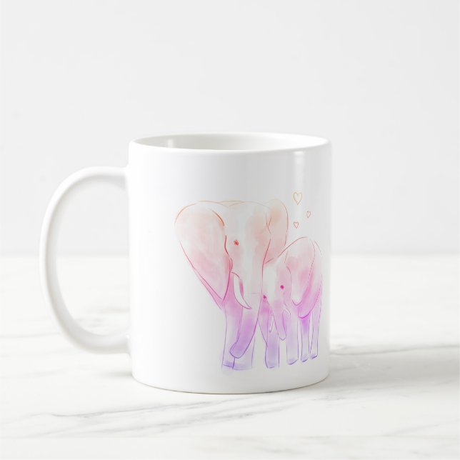 Caneca De Café Melhor mãe de desenho elefante adorável (Esquerda)