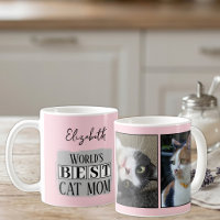 Melhor mãe de gato 2 nome da foto rosa cinza