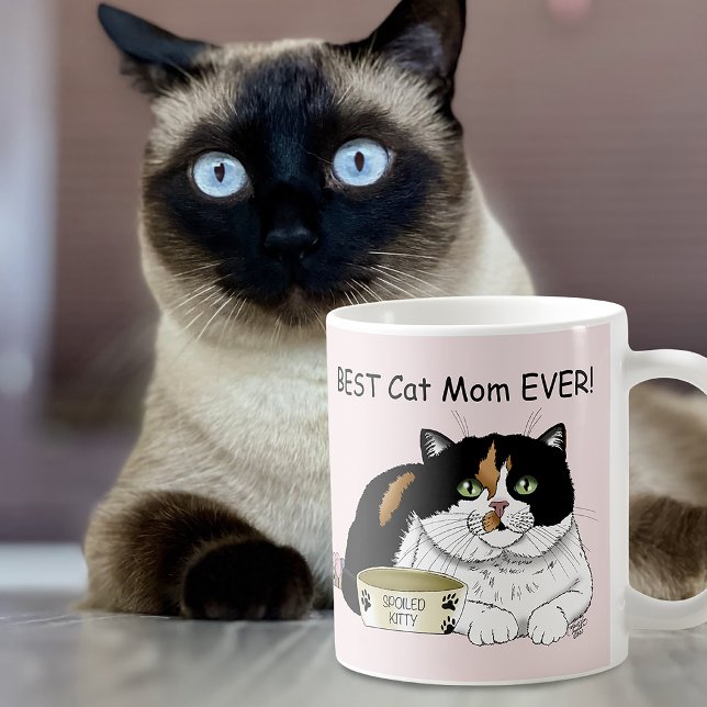 Caneca De Café Melhor Mãe de Gato Colico Mimada Dia das Mães Rosa (Criador carregado)