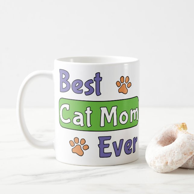 Caneca De Café Melhor Mãe de Gato de Todos os Tempos (Com Donut)