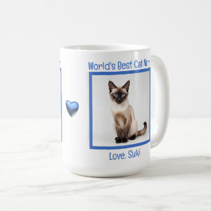 Caneca De Café Melhor Mãe de Gato do Mundo Personalizar (Siamês)